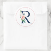 Zwarte monogram letter R met roze aanjager Ronde Sticker (Tas)