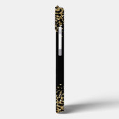 Zwarte monogram luipaardprint met gouden glitters Case-Mate iPhone case (Achterkant / Links)