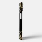 Zwarte monogram luipaardprint met gouden glitters Case-Mate iPhone case (Achterkant / Rechts)