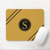 Zwarte monogram met gouden folie zwarte strepen muismat (Met muis)