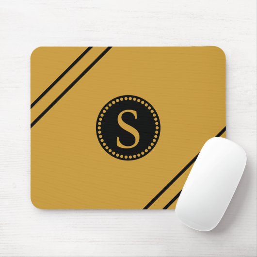 Zwarte monogram met gouden folie zwarte strepen muismat (Met muis)