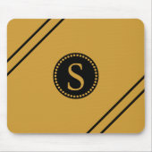 Zwarte monogram met gouden folie zwarte strepen muismat (Voorkant)
