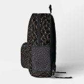 Zwarte monogram met leren look bedrukte rugzak (Rechts)