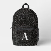 Zwarte monogram met leren look bedrukte rugzak (Voorkant)