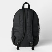 Zwarte monogram met leren look bedrukte rugzak (Achterkant)