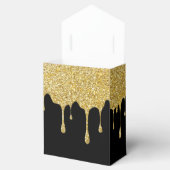 Zwarte Monogram Naam met Gouden Glitter Druppels Bedankdoosjes (Geopend)