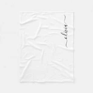Zwarte monogram naam modern meisjesachtig fleece deken