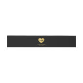 Zwarte Monogram Nep Gouden Hart Trouw Uitnodigingen Wikkel (Vlak)