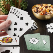 Zwarte monogram op glinsterende zeegroene glitters pokerkaarten (Insitu)