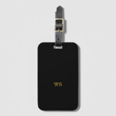 Zwarte monogram op maat bagagelabel (Voorkant (verticaal))