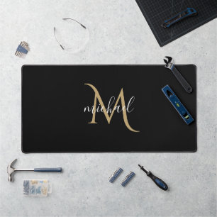 Zwarte Monogram Personalisatie Bureaumat
