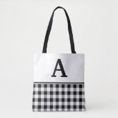 zwarte monogram plaid tote bag (Voorkant)