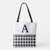 zwarte monogram plaid tote bag (Achterkant)