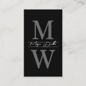 Zwarte Monogram Professional Vertical Visitekaartje (Voorkant)