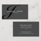 Zwarte Monogram Professioneel Elegant Modern Visitekaartje (Voorkant / Achterkant)