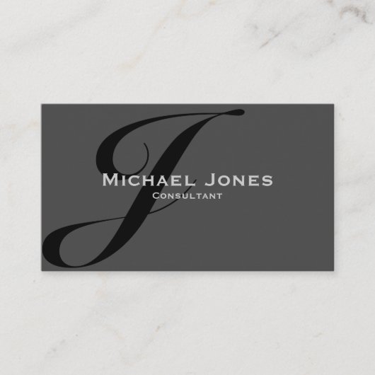 Zwarte Monogram Professioneel Elegant Modern Visitekaartje (Voorkant)