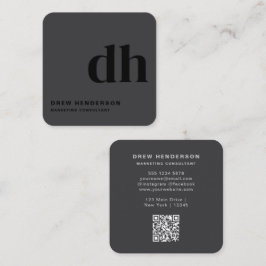 Zwarte Monogram Professioneel Qr Code Vierkante Visitekaartje