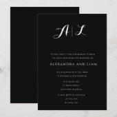 Zwarte monogram repetitie kaart (Voorkant / Achterkant)