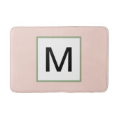 Zwarte monogram roze en salie groen badmat (Voorkant)