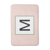 Zwarte monogram roze en salie groen badmat (Voorkant Verticaal)