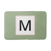 Zwarte Monogram Salie Groen en Blos Badmat (Voorkant)