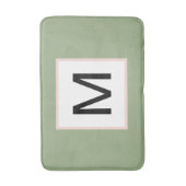 Zwarte Monogram Salie Groen en Blos Badmat (Voorkant Verticaal)
