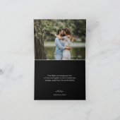 Zwarte Monogram Trouwgevouwen Dank u kaart (Binnen)