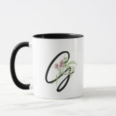 Zwarte Monogram Typografie "G" Elegante Bloemen Mok (Links)