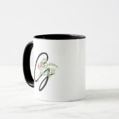 Zwarte Monogram Typografie "G" Elegante Bloemen Mok (Voorkant links)