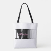 Zwarte Monogram Typografie Roze Script Tote Bag (Achterkant)