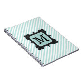 Zwarte Monogram van het Patroon van de Strepen van Notitieboek (Rechterzijde)