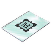 Zwarte Monogram van het Patroon van de Strepen van Notitieboek (Linkerzijde)