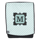 Zwarte Monogram van het Patroon van de Strepen van Rugtassen (Voorkant)