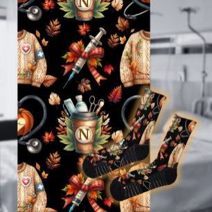 Zwarte Monogram Verpleegster Herfst Essentials Cre Sokken
