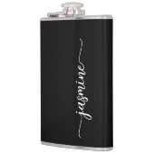 Zwarte monogram voor Elegant Girly Calligraphy Heupfles (Links)