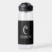 Zwarte Monogram Waterfles (Voorkant)