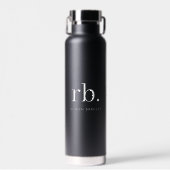 Zwarte Monogram Waterfles | Geïsoleerde 22oz Fles (Voorkant)