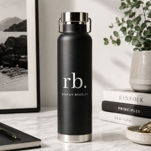 Zwarte Monogram Waterfles Geïsoleerde 22oz Fles