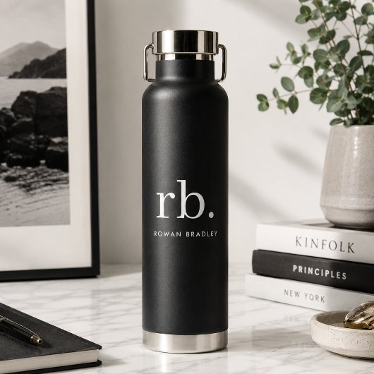 Zwarte Monogram Waterfles | Geïsoleerde 22oz Fles
