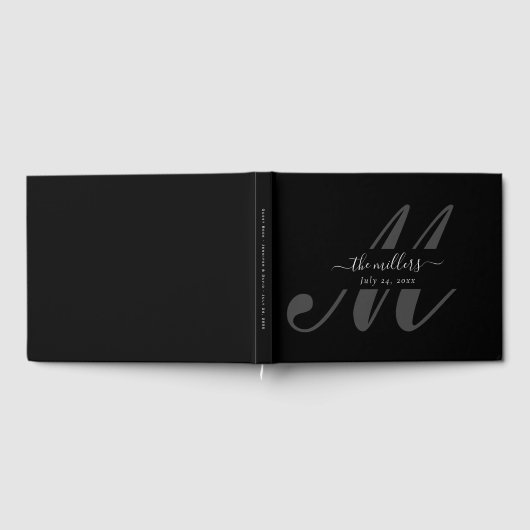 Zwarte Monogram Weddenschap Gastenboek (Volledig)