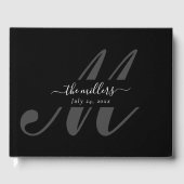 Zwarte Monogram Weddenschap Gastenboek (Voorkant)