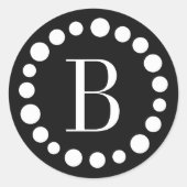 Zwarte Monogram Witte Stippen Stickers (Voorkant)