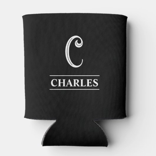 Zwarte Monogrammen Blikjeskoeler (Achterkant)