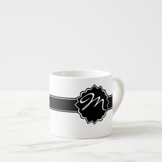 Zwarte Monogrammen Espresso Kop (Voorkant rechts)