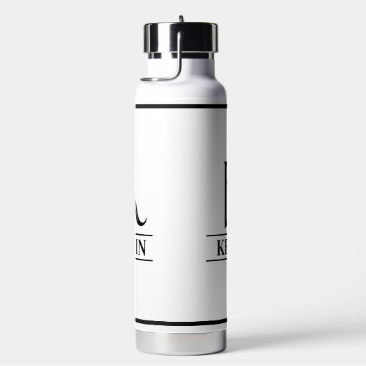 Zwarte Monogrammen Waterfles (Rechts)