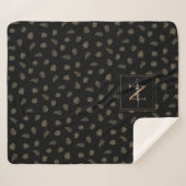 Zwarte Monstera palmbladeren Tropisch patroon Sherpa Deken (Voorkant (horizontaal))