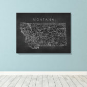 zwarte Montana kaart Canvas Afdruk (Insitu (Houten vloer))