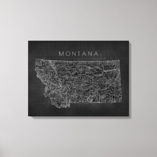 zwarte Montana kaart Canvas Afdruk (Voorkant)
