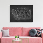 zwarte Montana kaart Canvas Afdruk (Insitu (Woonkamer))