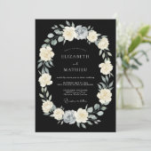 Zwarte Moody Botanische Bruiloft Kaart (Staand voorkant)